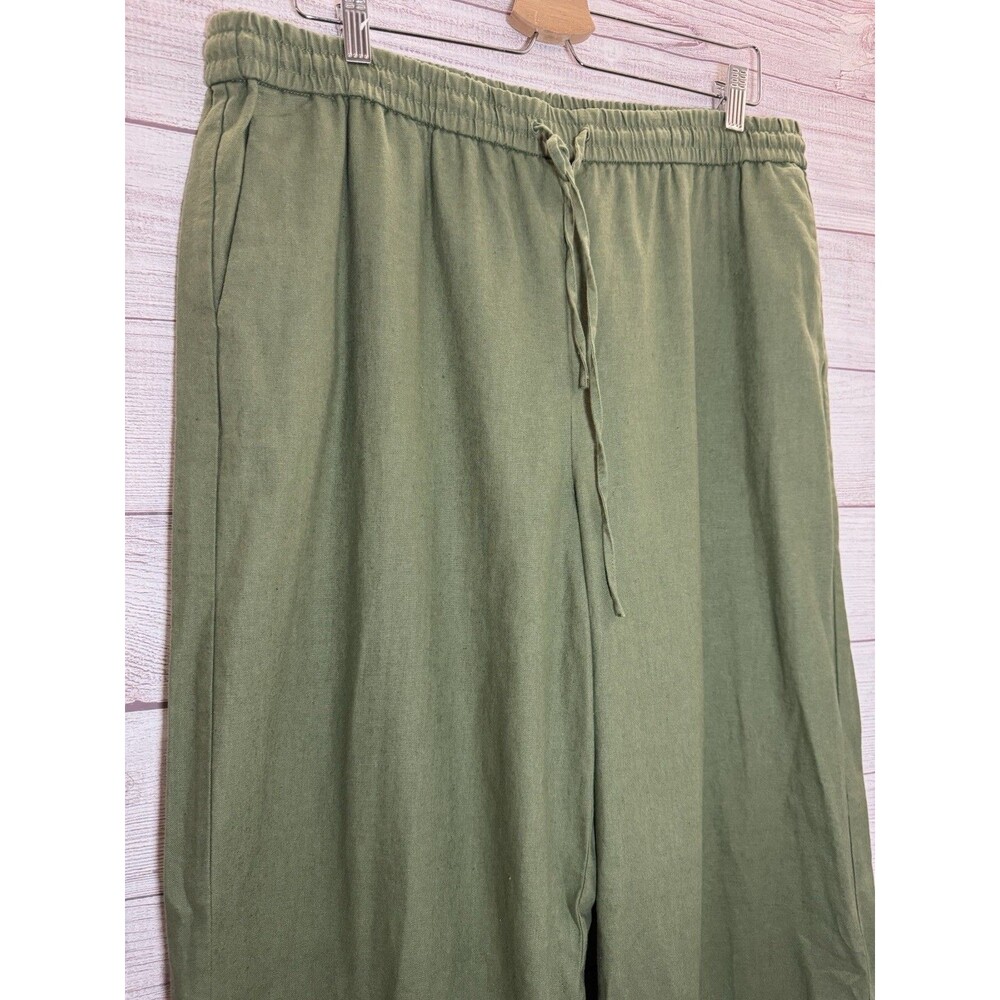 J CREW Casual Linen Blend Pants Size 14 GREEN OLIVE - Picture 3 of 8
